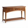 Houten console tafel met drie lades en open legplank 120 x 30 x 75cm