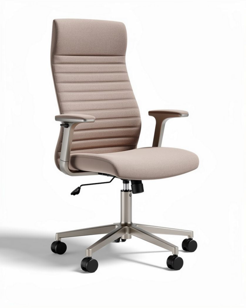 Bureau stoel met verstelbare hoogte in licht beige stof 60 x 60 x 120cm