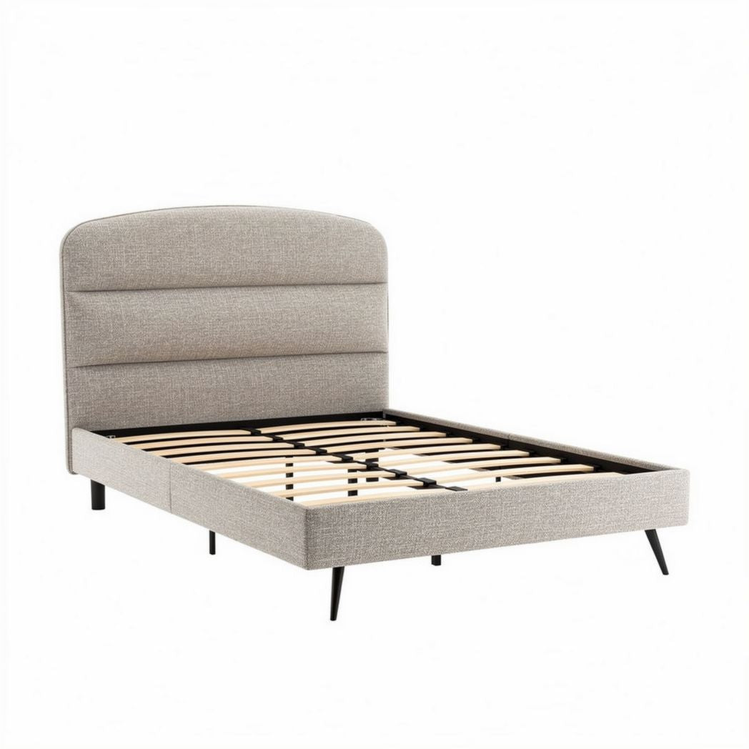 Stoffen bedframe met hoofdbord 190 x 140 x 90cm in grijs