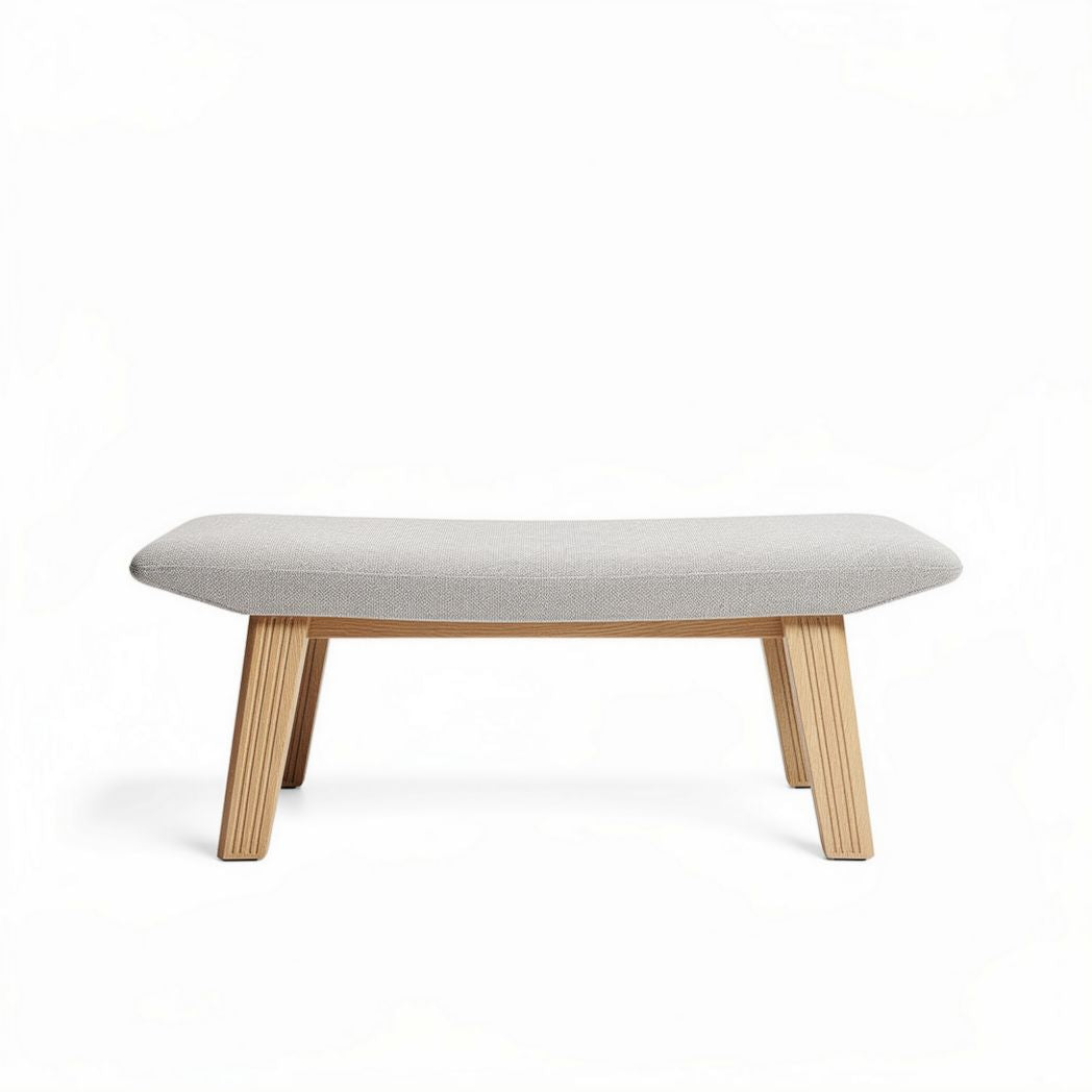 Houten bench met stoffen zitting 100 x 50 x 35 cm grijs