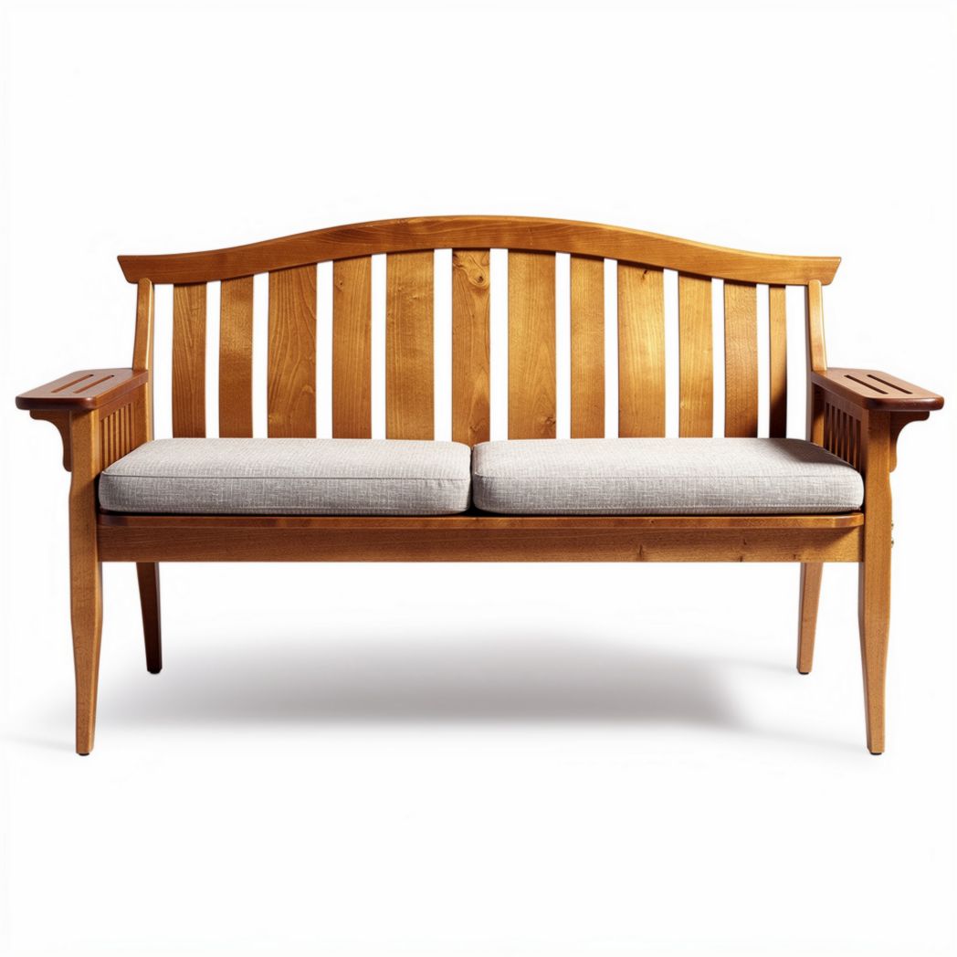 Houten bank van grenen met kussen 150 x 70 x 80 cm voor binnen en buiten