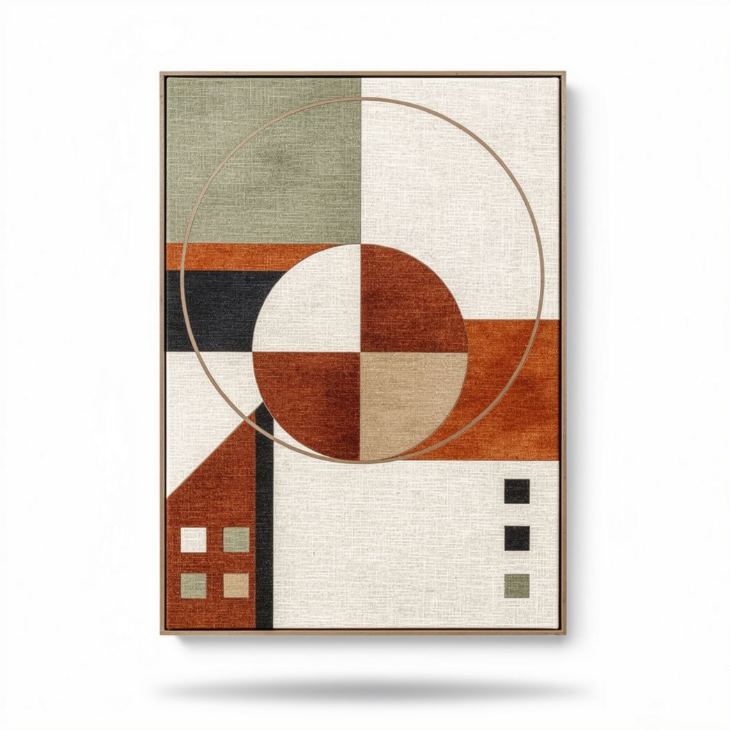 Abstracte wanddecoratie in aardetinten 30 x 20 x 2cm van textiel