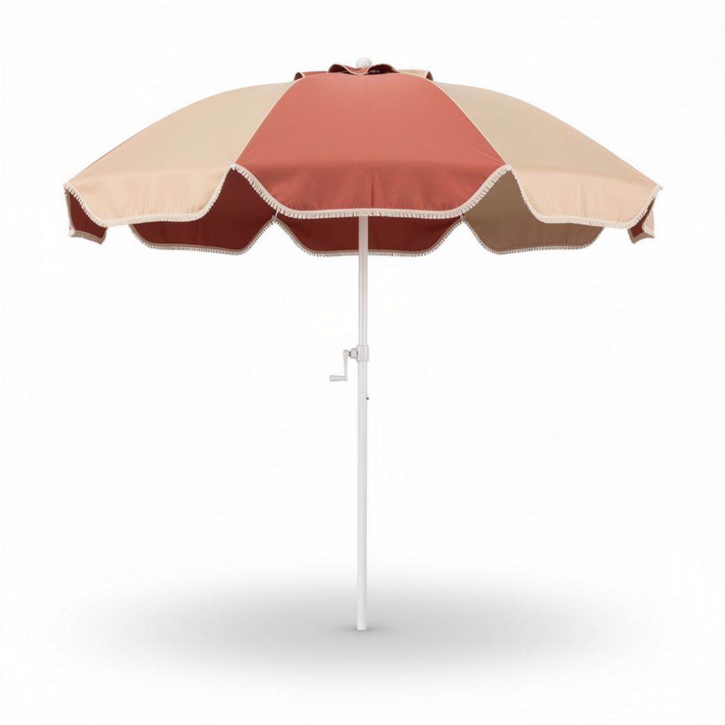 Parasol met verstelbare hoogte in bruin en beige 200 cm diameter