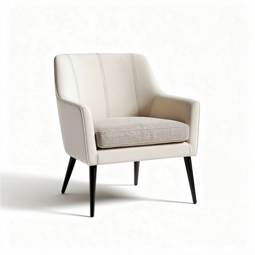 Lichte fauteuil met beige stof en zwarte poten 80 x 70 x 80cm