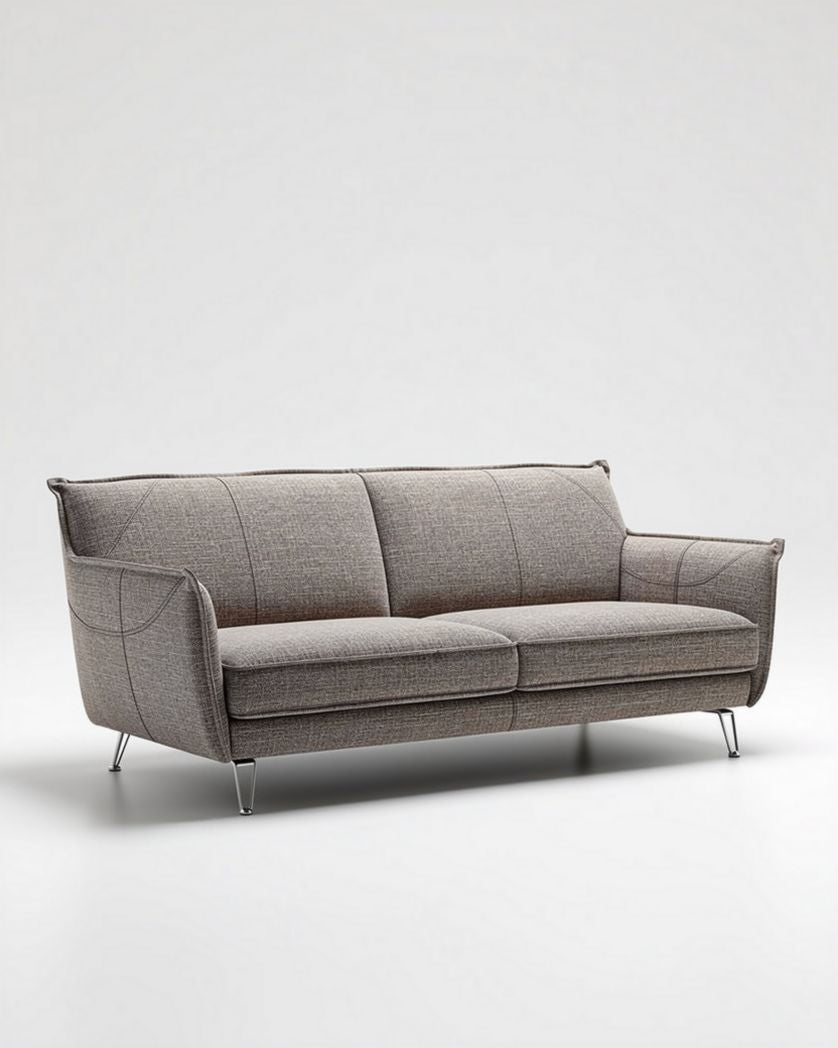 Lichte grijze sofa van textiel met metalen poten 200 x 90 x 80cm