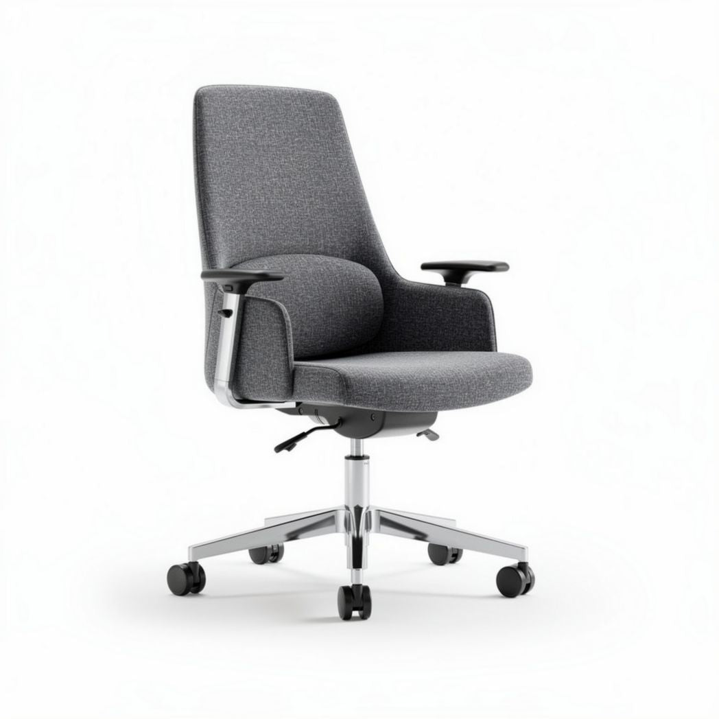 Bureaustoel met armleuningen en voering van grijze stof 60 x 60 x 100cm